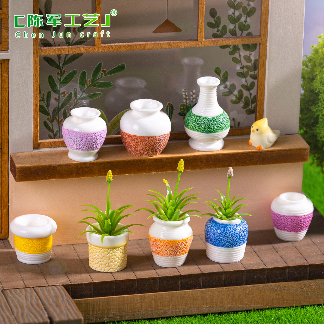 Wholesale Micro-Landscape Creative Colorful Textured Vase tted Doll House DIY Decoration Aessories Mini Desktop Ornaments