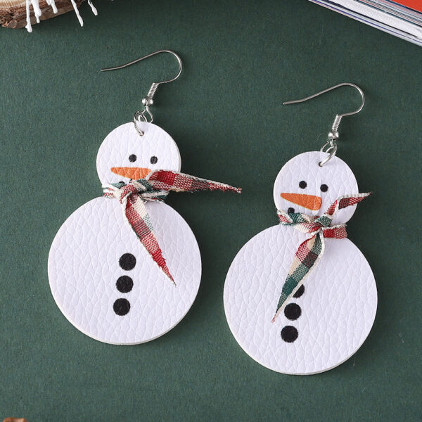 oly-018b707fd45eec2a3e586f68e758f400 Wholesale Christmas snowman scarf plaid ribbon earrings