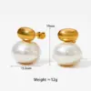 1 Pair Elegant Simple Style Oval Plating Inlay 304 Stainless Steel Pearl 16K Gold Plated White Gold Plated Gold Plated PVD Coated Ear Studs