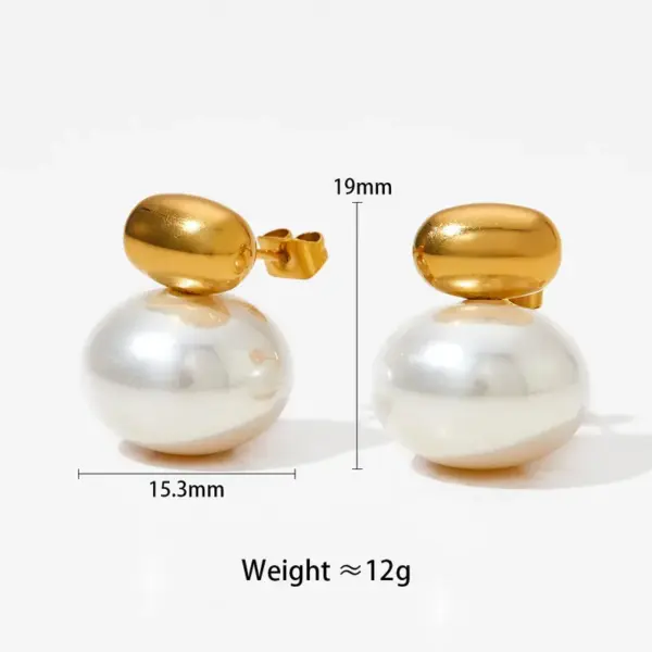 1 Pair Elegant Simple Style Oval Plating Inlay 304 Stainless Steel Pearl 16K Gold Plated White Gold Plated Gold Plated PVD Coated Ear Studs