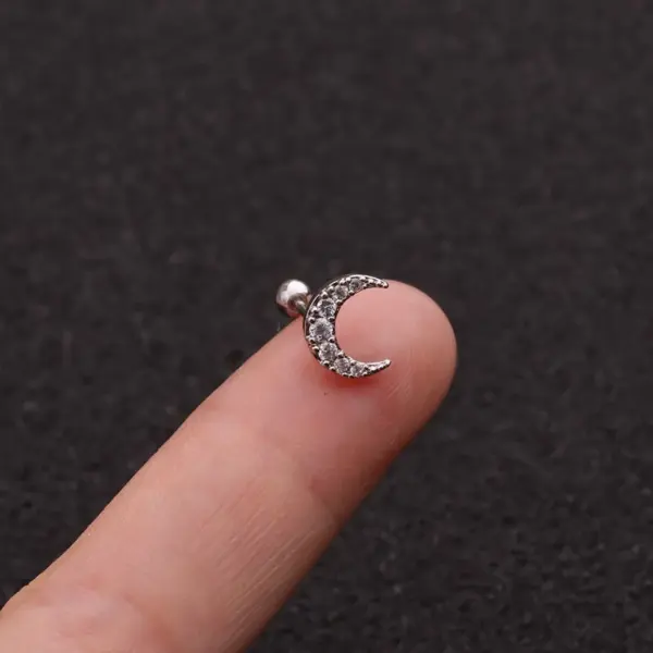 Wholesale Copper Ear Cartilage Rings & Studs Moon Waterproof Non Tarnish Surgical Steel