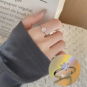 Silver One Zircon Ring