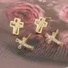Wholesale 1 Pair Simple Style Classic Style Geometric Cross Plating Inlay Copper Zircon 18K Gold Plated Ear Studs