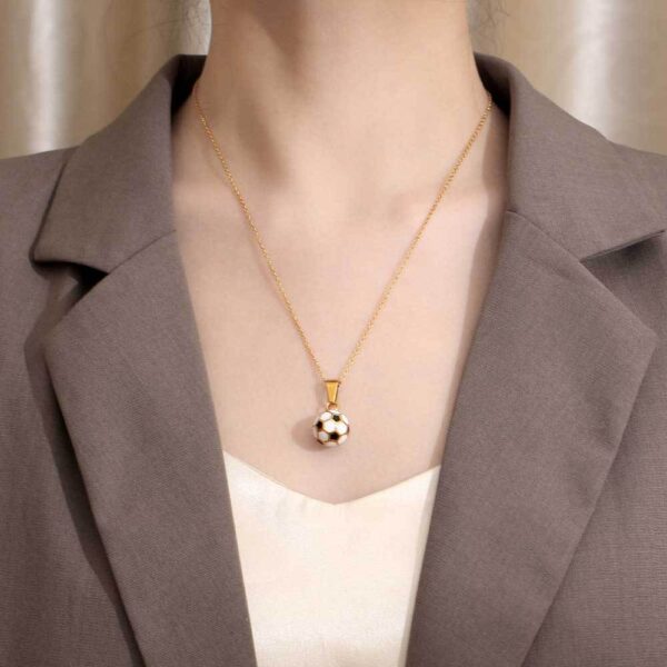 Wholesale World Cup Football Sports Series Titanium Steel Jewelry Explosive Men's Football Necklace Drops of Glue Football Pendant SP1012