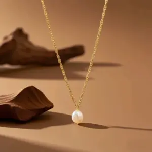 X023-Pearl Water Wave Chain-Necklace- Gold