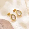 304 Stainless Steel Glass Water oplets Ion Plating (IP) Artificial Rhinestones 18K Gold Plated Vintage Style French Style Classic Style Waterproof Non Tarnish Inlay Multicolor-Golden Yellow Ear Studs