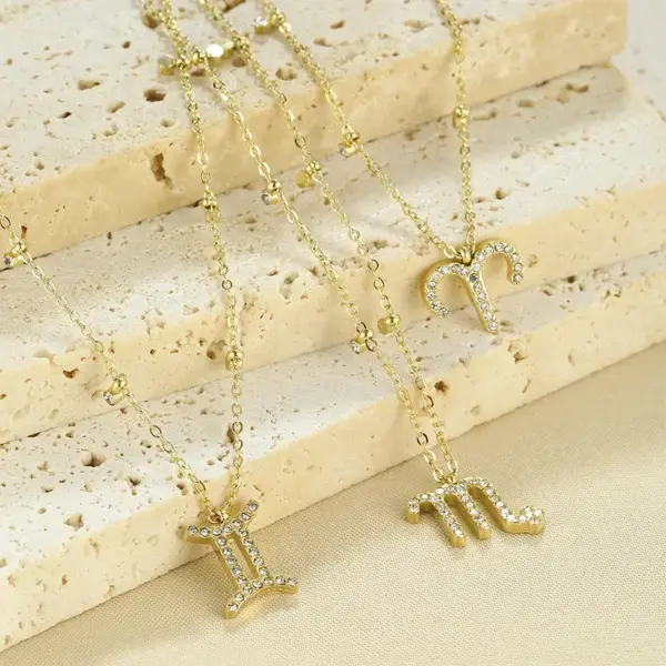 PVD Coated Constellation 304 Stainless Steel Simple Style Shiny Waterproof Non Tarnish 304 Stainless Steel Pendant Necklace