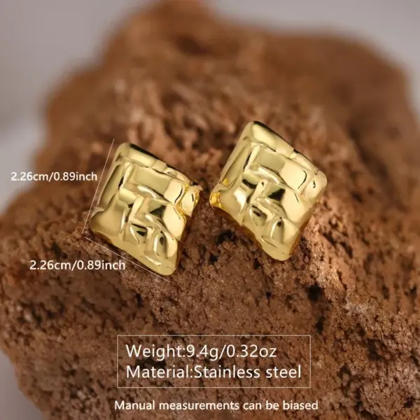 Wholesale 1 Pair Fairy Style Casual Elegant Irregular Geometric Quadrilateral Irregular Plating Hollow Out 304 Stainless Steel Imitation Gold Earrings Ear Studs