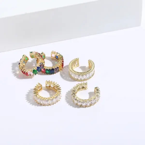 Wholesale 1 Piece Fashion Oval Rectangle Copper Plating Inlay Zircon Open Ring