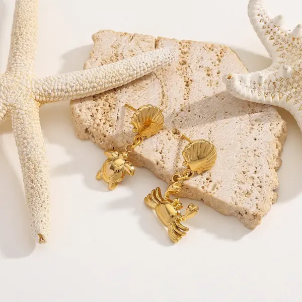Wholesale 1 Piece Vacation Beach Starfish Shell 304 Stainless Steel Earrings