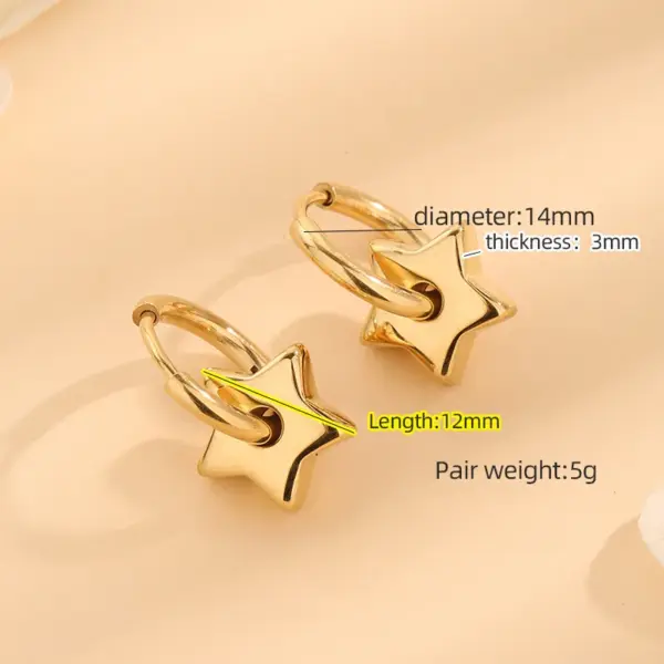 PVD Coated Real Gold Plated 18K Gold Star 304 Stainless Steel Casual Elegant Simple Style Waterproof Non Tarnish 304 Stainless Steel Earrings