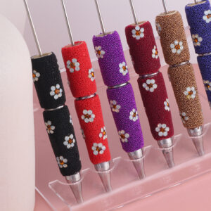 Wholesale Cross-border new creative diy beads daisy beaded pen multicolor ballpoint pen color cute cartoon pearl pen