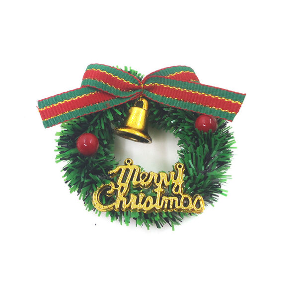 Wholesale 1:12 dollhouse accessories mini Christmas wreath with Bell shiny model simulation Christmas decoration scene