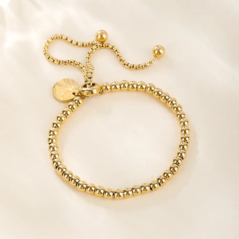Wholesale 304 Stainless Steel Geometric PVD Coated 18K Gold Plated Real Gold Plated IG Style Simple Style Waterproof Non Tarnish Plating Gold Bracelet