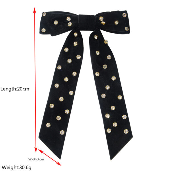 Wholesale Korean New Style Hairpin Flocking High-End Diamond Spring Clip Double-Layer Bow Fashionable Ladylike Elegant Versatile Hair Accessory