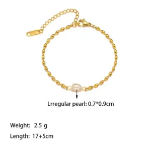 【XKB0063】Pearl Bead Chain Bracelet / Gold