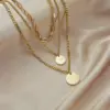 Wholesale PVD Coated 18K Gold Plated Letter Stainless Steel Vintage Style Waterproof Non Tarnish 304 Stainless Steel Layered Necklaces