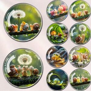 Wholesale Cross-Border Hot Selling Cute Snail Bubble Grass and Raindrop Garden Glass Patch Soft Magnetic Refrigerator Magnet