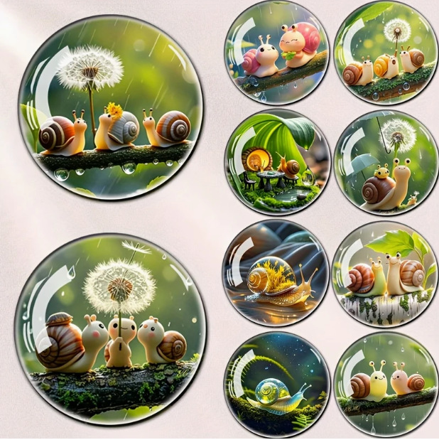 Wholesale Cross-Border Hot Selling Cute Snail Bubble Grass and Rainop Garden Glass Patch Soft Magnetic Refrigerator Magnet