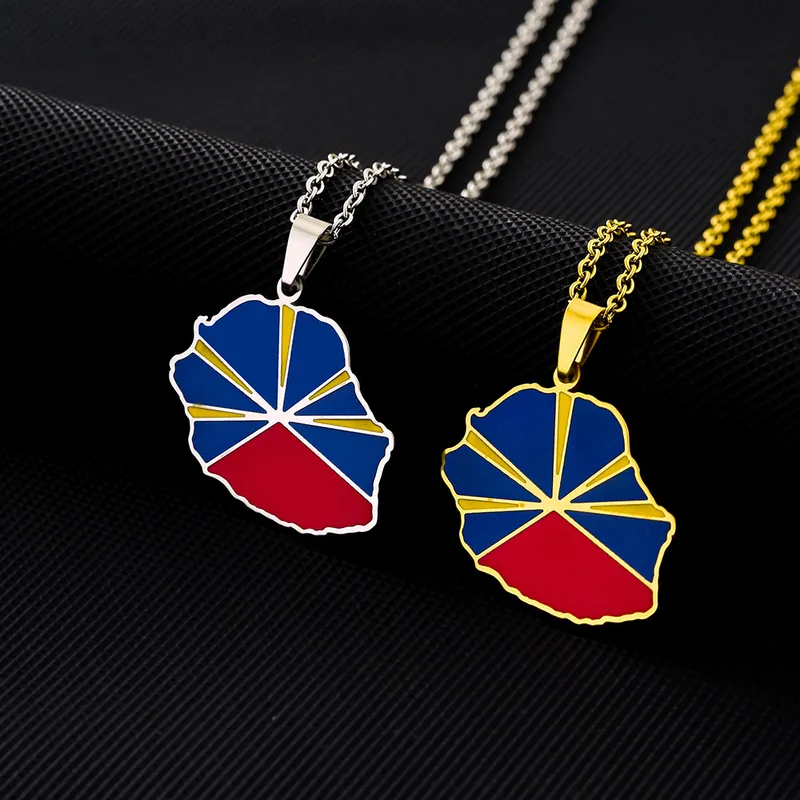 Wholesale Real Gold Plated Map Titanium Steel Vintage Style Ethnic Style Waterproof Non Tarnish Titanium Steel Pendant Necklace