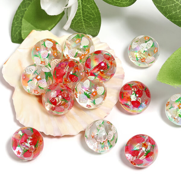 Wholesale Butterfly Strawberry Print Beads