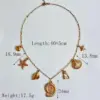 Wholesale Jewelry Retro Exaggerated Commute Starfish Conch Shell 304 Stainless Steel 18K Gold Plated Pendant Necklace