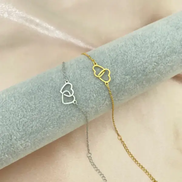 Wholesale PVD Coated Real Gold Plated Heart Shape Titanium Steel Fashion Waterproof Non Tarnish 201 Stainless Steel Bracelets