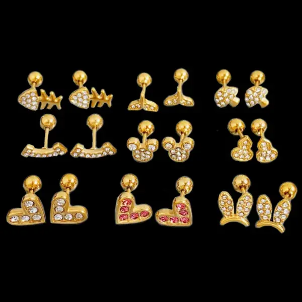 Wholesale 1 Pair Sweet Heart Shape Inlay Titanium Steel Zircon Ear Studs