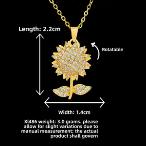 XL486 Rotating Sunflower Necklace / Gold