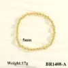 Wholesale Copper Round Hip-Hop Simple Style Gold Bead Necklace Gold Bracelets