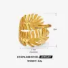 PVD Coated 18K Gold Plated Leaves 304 Stainless Steel IG Style Waterproof Non Tarnish Open Rings
