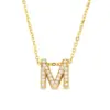 Wholesale Fashion Letter Copper Gold Plated Zircon Necklace