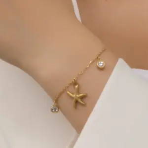 【XKB2263】Starfish Shell Single Diamond Bracelet / Gold