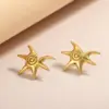 Spiral Sunflower Starfish Pendant Necklace Earrings Stainless Steel PVD Plated 14K Gold Ins European Geometric Pattern Jewelry For Women