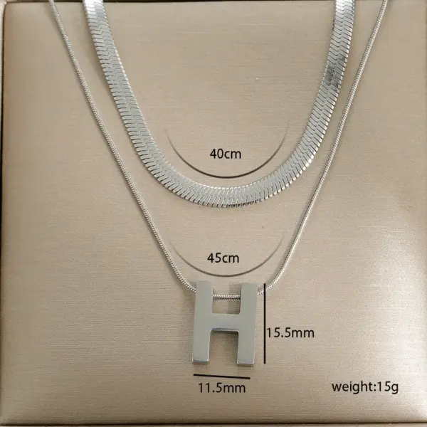 Ion Plating (IP) Heart Shape 304 Stainless Steel Basic Waterproof Non Tarnish 304 Stainless Steel Double Layer Necklaces