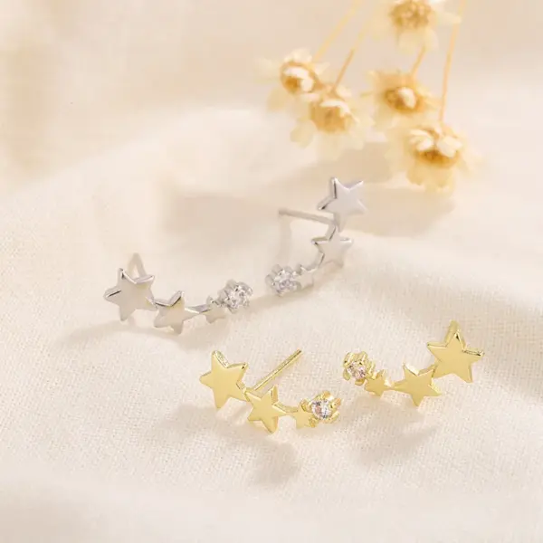 Wholesale Fashion Star Copper Inlay Zircon Ear Studs 1 Pair