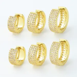 Wholesale 1 Piece Simple Style Round Plating Inlay Brass Zircon 18k Gold Plated Silver Plated Earrings