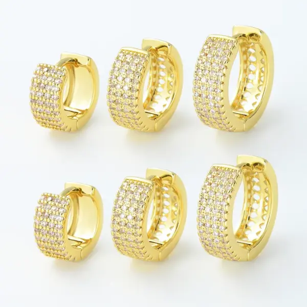 Wholesale 1 Piece Simple Style Round Plating Inlay Brass Zircon 18k Gold Plated Silver Plated Earrings