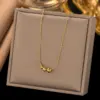Wholesale PVD Coated Real Gold Plated 18K Gold Solid Color 304 Stainless Steel Simple Style Waterproof Non Tarnish 304 Stainless Steel Necklace