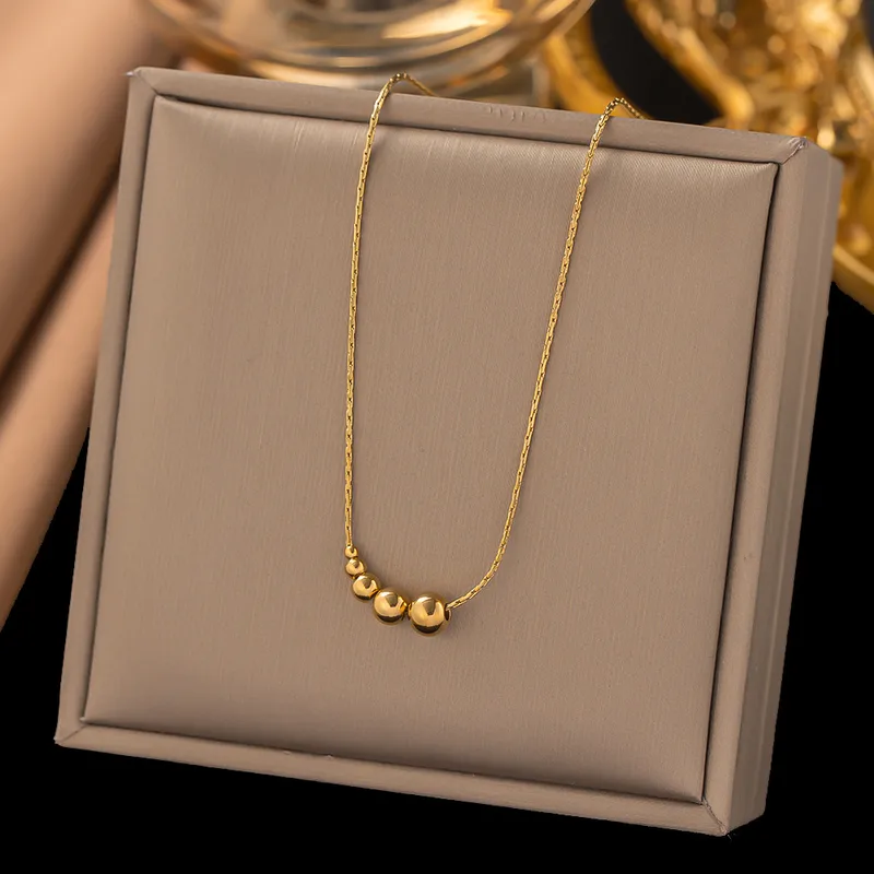 Wholesale PVD Coated Real Gold Plated 18K Gold Solid Color 304 Stainless Steel Simple Style Waterproof Non Tarnish 304 Stainless Steel Necklace