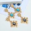 oly-01db43482840928f31c6ad03a2fe7c92 Wholesale Korean Dongdaemun Retro Baroque Cross Stud Earrings for Women - Trendy and Fashionable Turquoise Gemstone Earrings