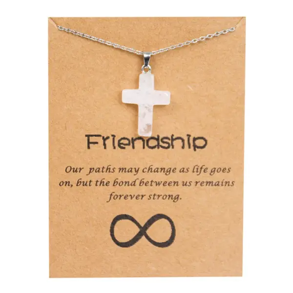 Wholesale Simple Style Cross Stainless Steel Natural Stone Titanium Steel Plating Pendant Necklace