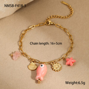 Nmsb-f418-1 pink fish bracelet / 18K