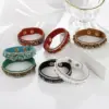 Retro Streetwear Geometric Pu Leather Stone Wristband In Bulk