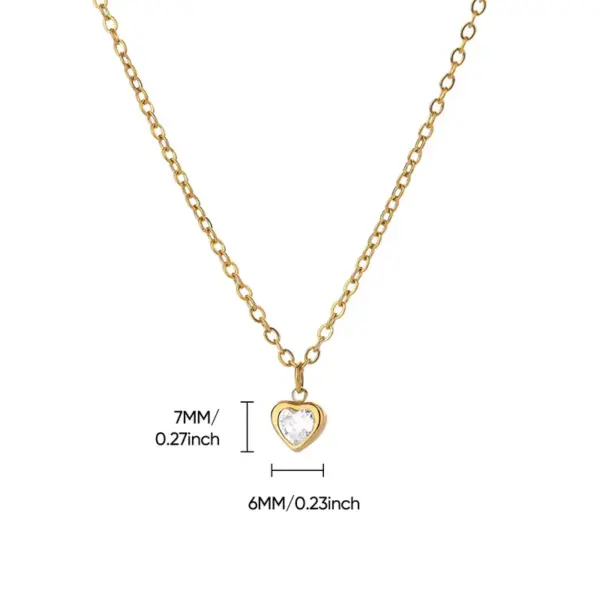 Wholesale PVD Coated Real Gold Plated Heart Shape Titanium Steel Classic Style Commute Waterproof Non Tarnish Titanium Steel Lobster Trigger Clasp Closure Pendant Necklace