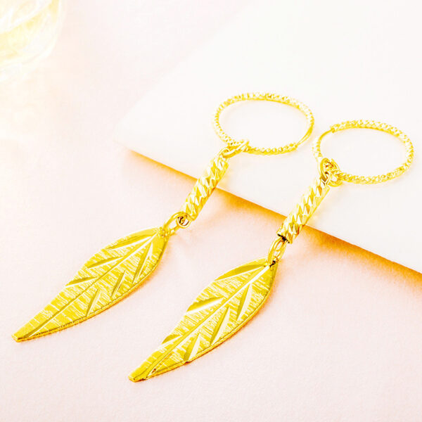Wholesale Gold-Plated Retro Earrings for Women Long Gold Leaf Tassel Earrings Earrings Mother's Day Gift