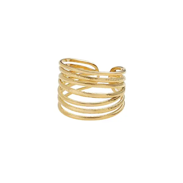 Wholesale PVD Coated Real Gold Plated 18K Gold Solid Color 304 Stainless Steel Classic Style Waterproof Non Tarnish Open Ring