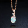 Wholesale Wish Hot Selling Cross-Border European and American New Water Drop Opal Pendant Necklace Cute and Exquisite Blue Opal Jewelry
