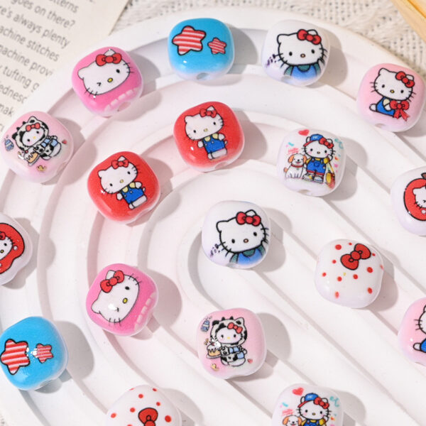 Wholesale 10pcs/pack Cartoon Printed Cat Steamed Bun Beads OLY Exclusive