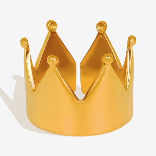 Wholesale 304 stainless steel European and American cross-border INS style crown ring simple personality temperament 18k gold open smooth ring